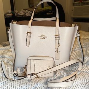 Cream colored Coach Purse and wallet